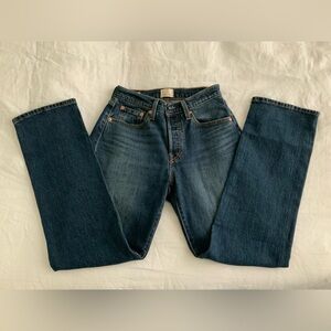 LEVIS 501 Curve Premium Denim Jeans Sz 27-Dark Wash (Cold Summer)